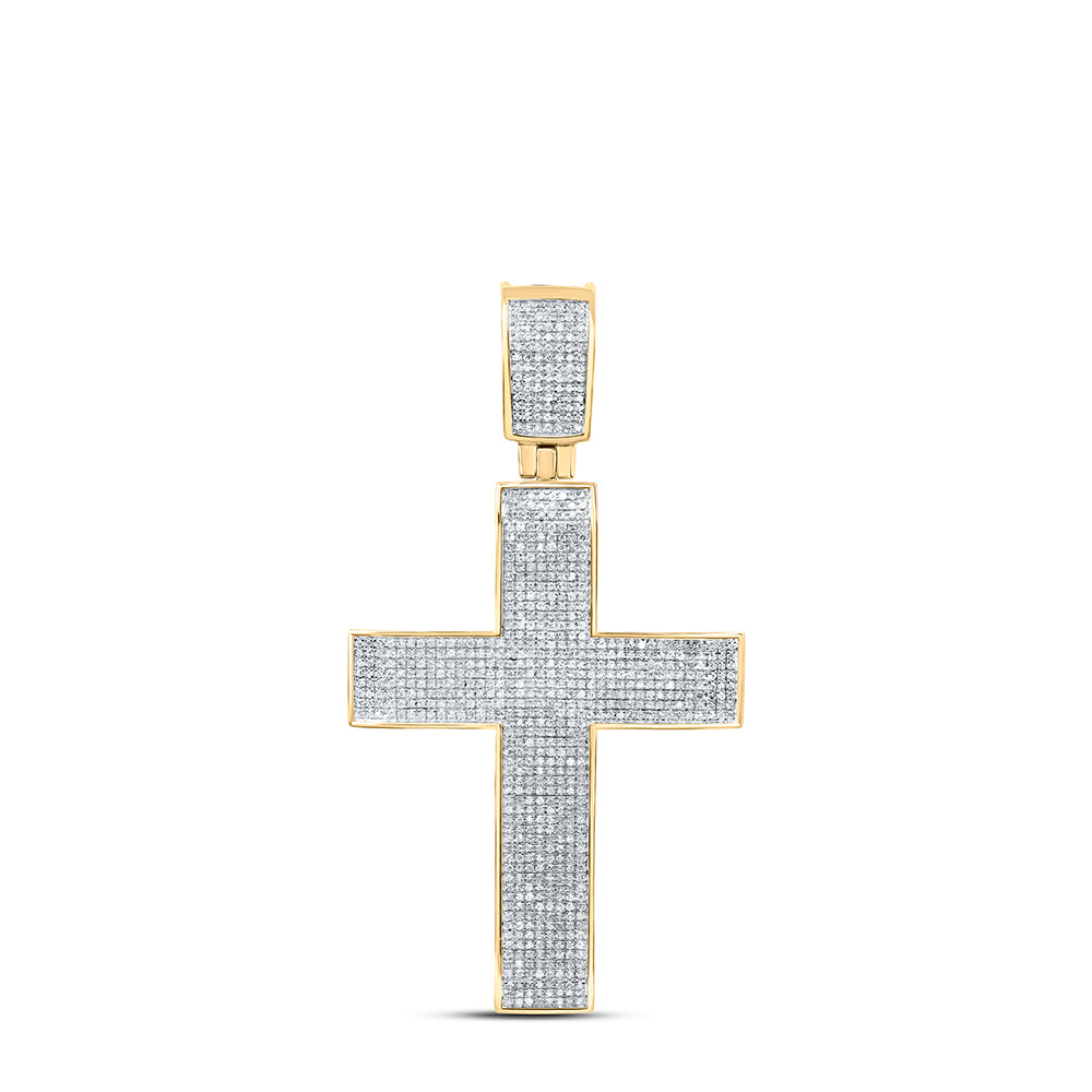 1 1/2CT-DIA CN MICRO-PAVE CROSS MENS CHARM
