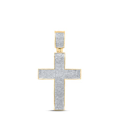 1 1/2CT-DIA CN MICRO-PAVE CROSS MENS CHARM