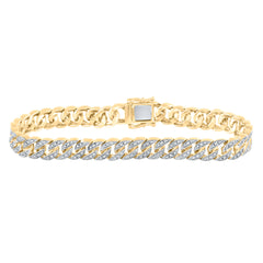 10kt Yellow Gold Mens Round Diamond Cuban Link Bracelet 1-1/2 Cttw