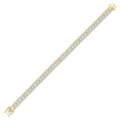 10kt Yellow Gold Mens Round Diamond Cuban Link Bracelet 1-1/2 Cttw