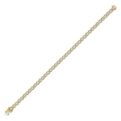 10kt Yellow Gold Mens Round Diamond Cluster Tennis Fashion Bracelet 3-1/3 Cttw