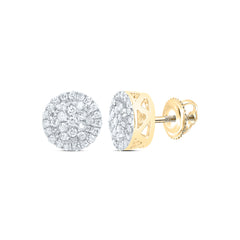 10kt Yellow Gold Womens Round Diamond Circle Cluster Earrings 3/8 Cttw