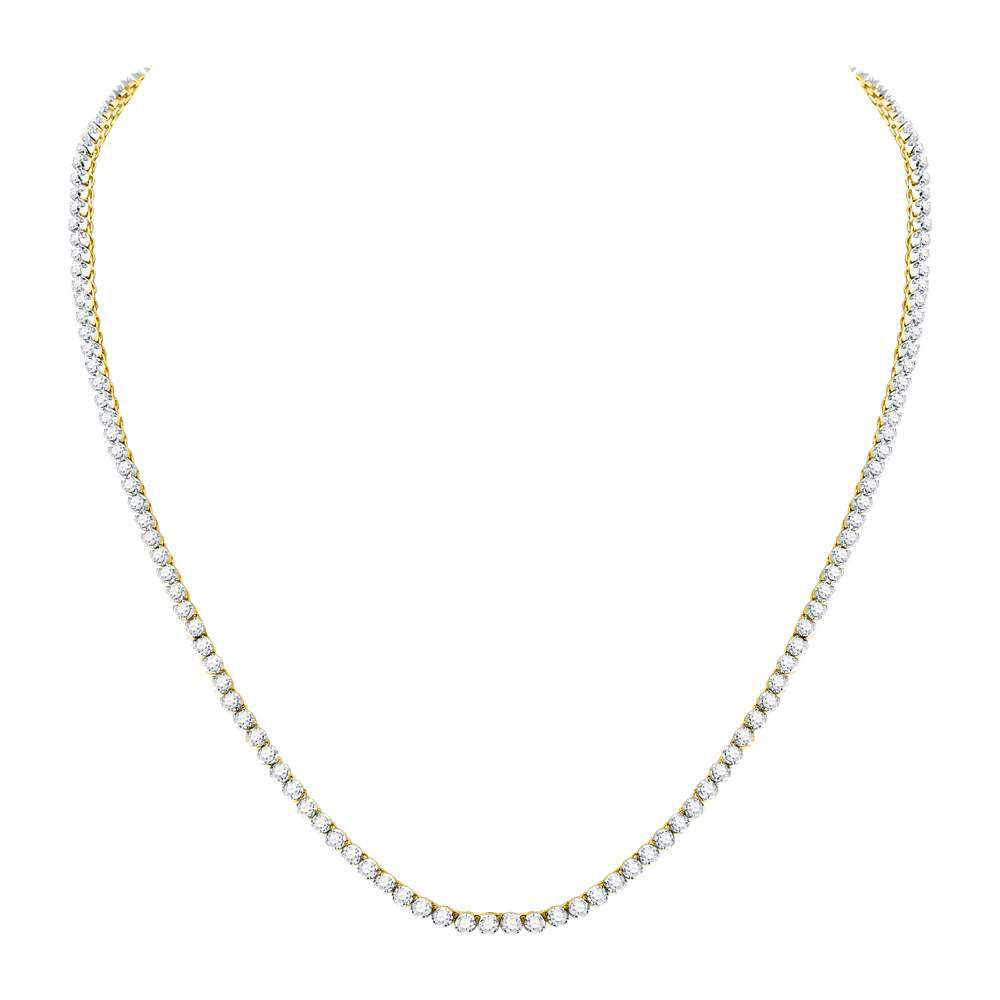 10kt Yellow Gold Mens Round Diamond Solitaire Linked 22"" Necklace 10-1/2 Cttw