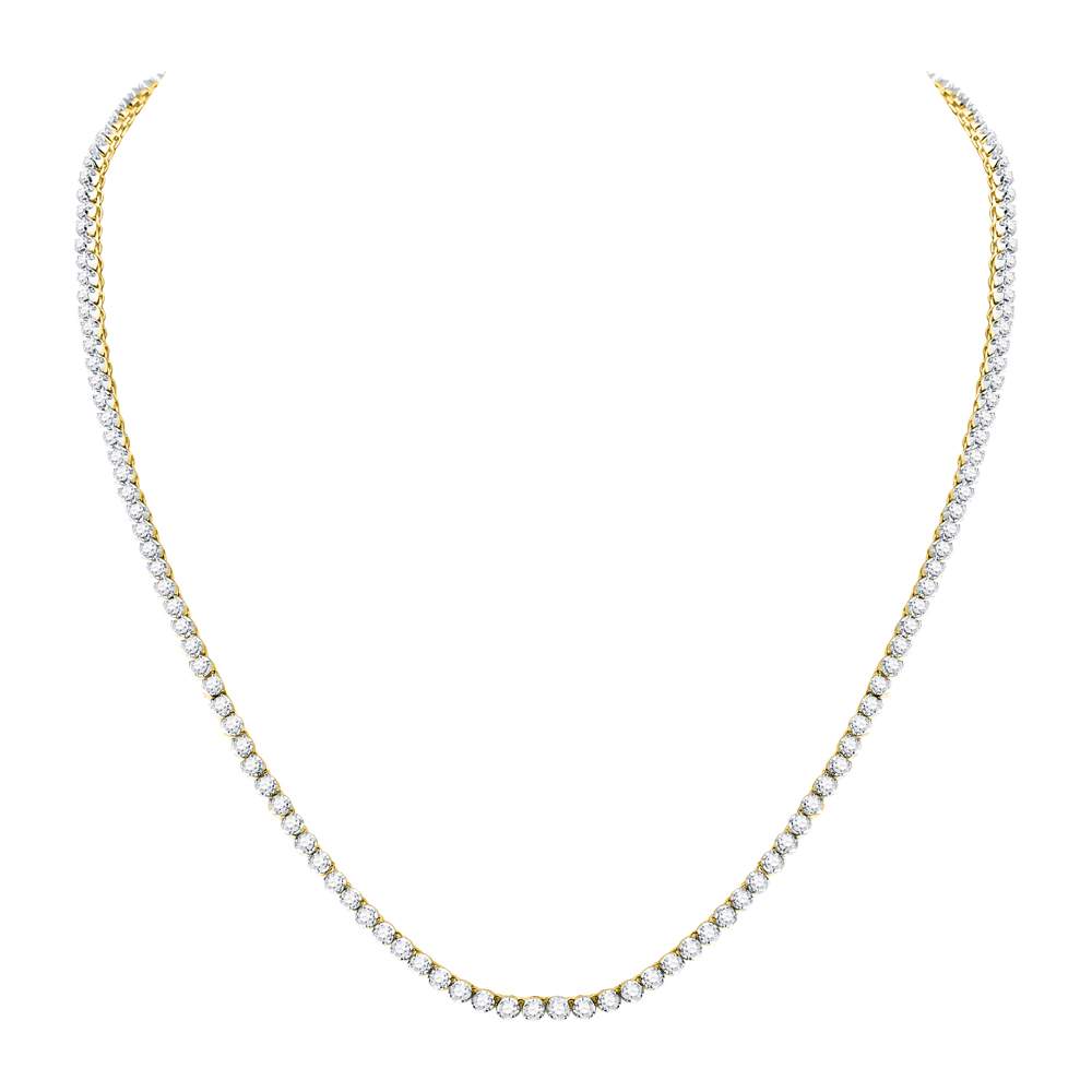 10kt Yellow Gold Mens Round Diamond Solitaire Linked 22"" Necklace 10-1/2 Cttw