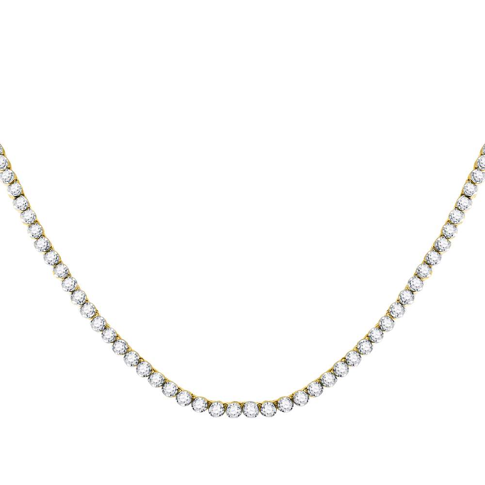 10kt Yellow Gold Mens Round Diamond Solitaire Linked 22"" Necklace 10-1/2 Cttw