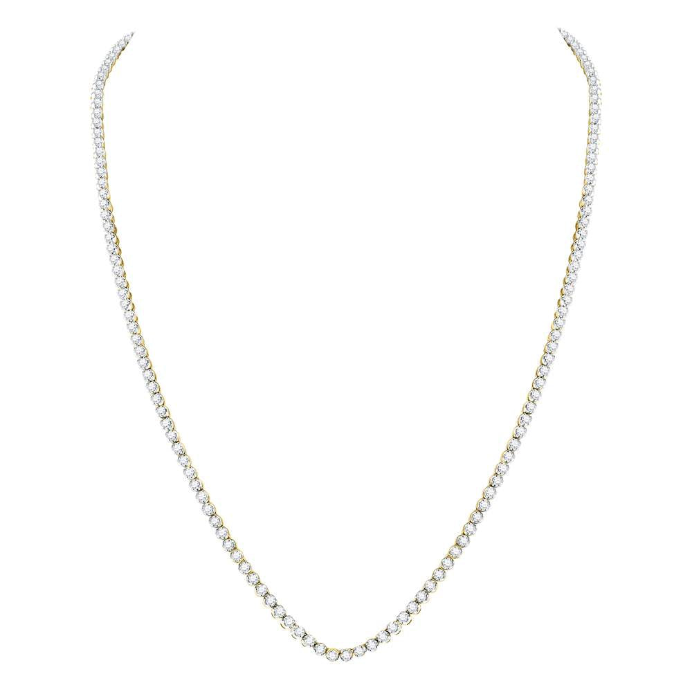 10kt Yellow Gold Mens Round Diamond Solitaire Linked 24"" Necklace 11.00 Cttw