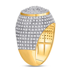 10kt Yellow Gold Mens Round Diamond Flower Cluster Ring 2.00 Cttw