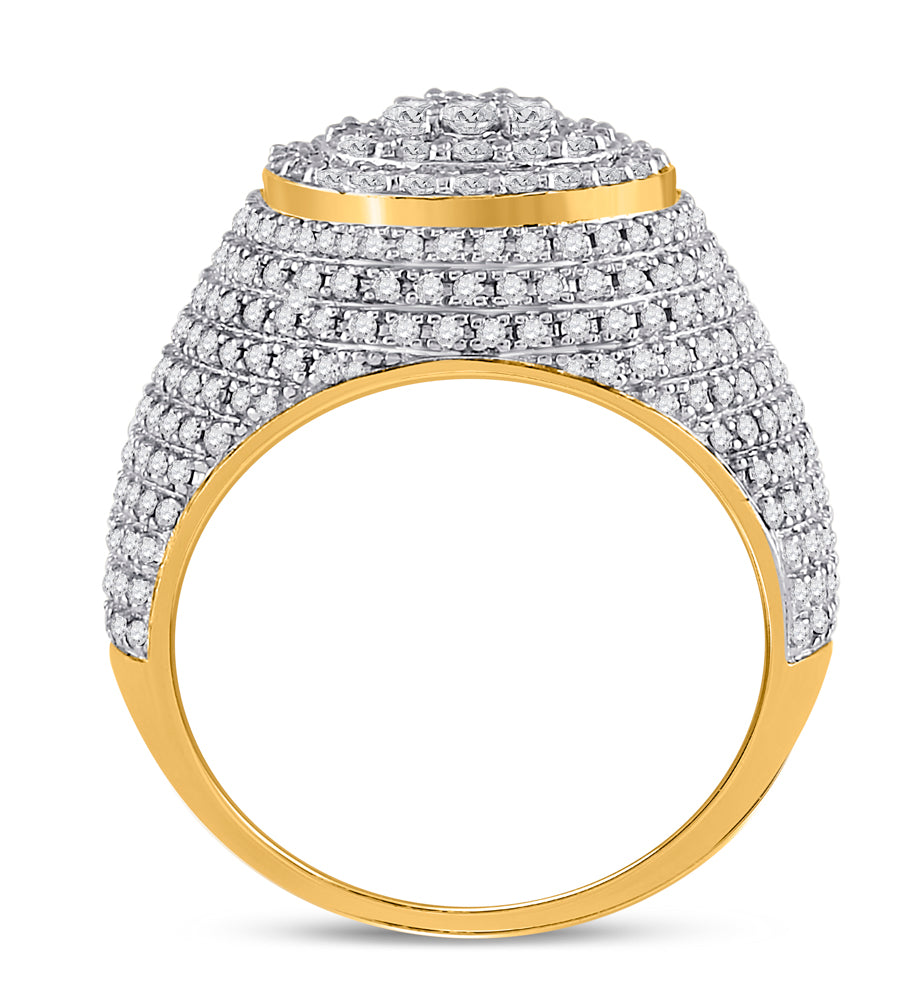 10kt Yellow Gold Mens Round Diamond Flower Cluster Ring 2.00 Cttw