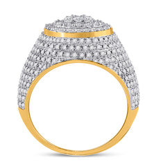 10kt Yellow Gold Mens Round Diamond Flower Cluster Ring 2.00 Cttw