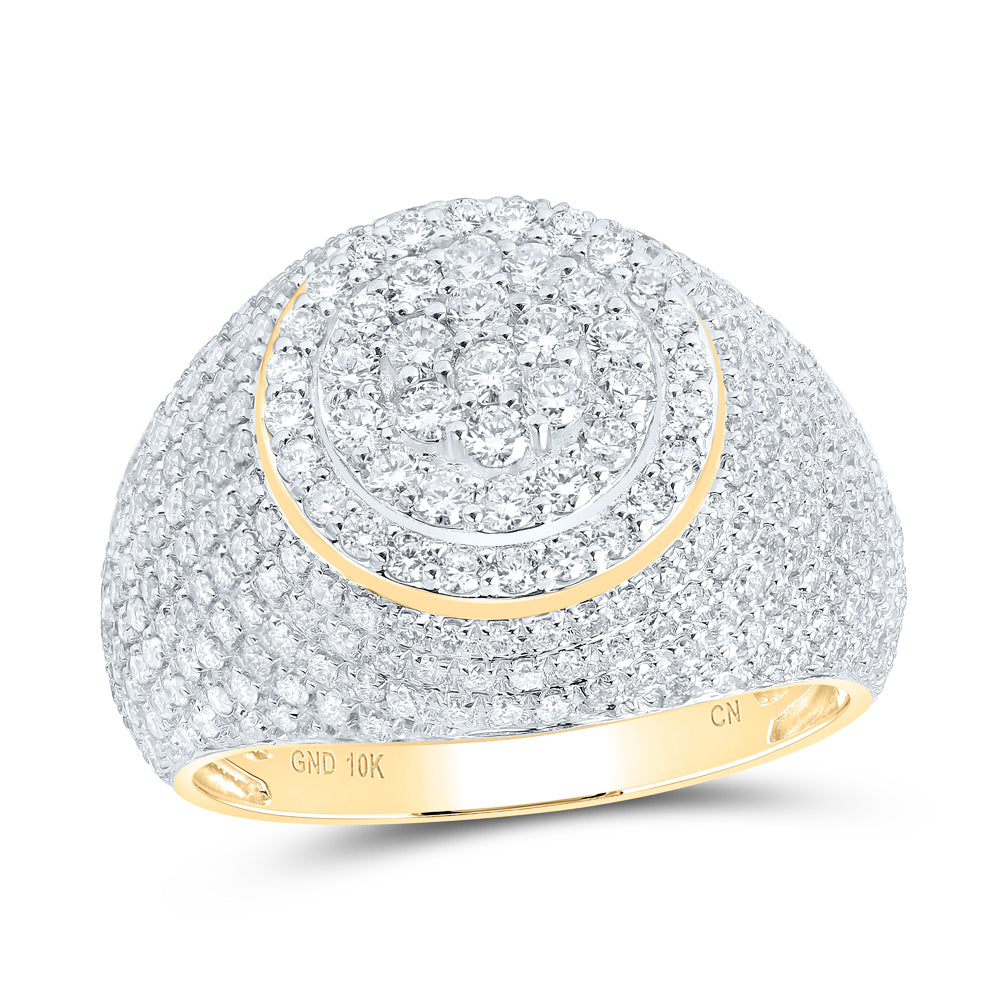 10kt Yellow Gold Mens Round Diamond Flower Cluster Ring 2.00 Cttw