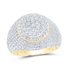 10kt Yellow Gold Mens Round Diamond Flower Cluster Ring 2.00 Cttw