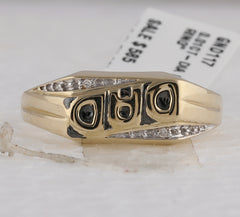 10kt Yellow Gold Mens Round Diamond Dad Father Band Ring .01 Cttw