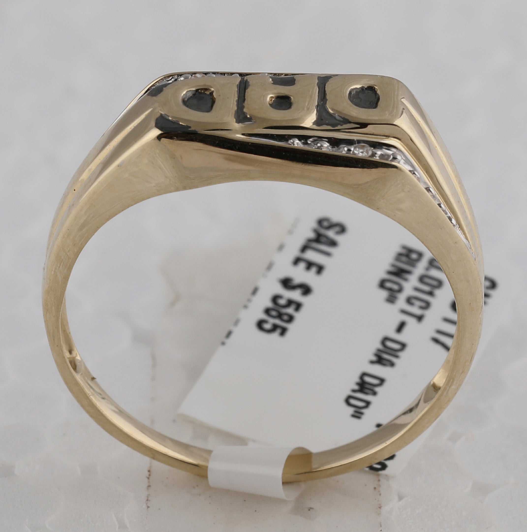 10kt Yellow Gold Mens Round Diamond Dad Father Band Ring .01 Cttw