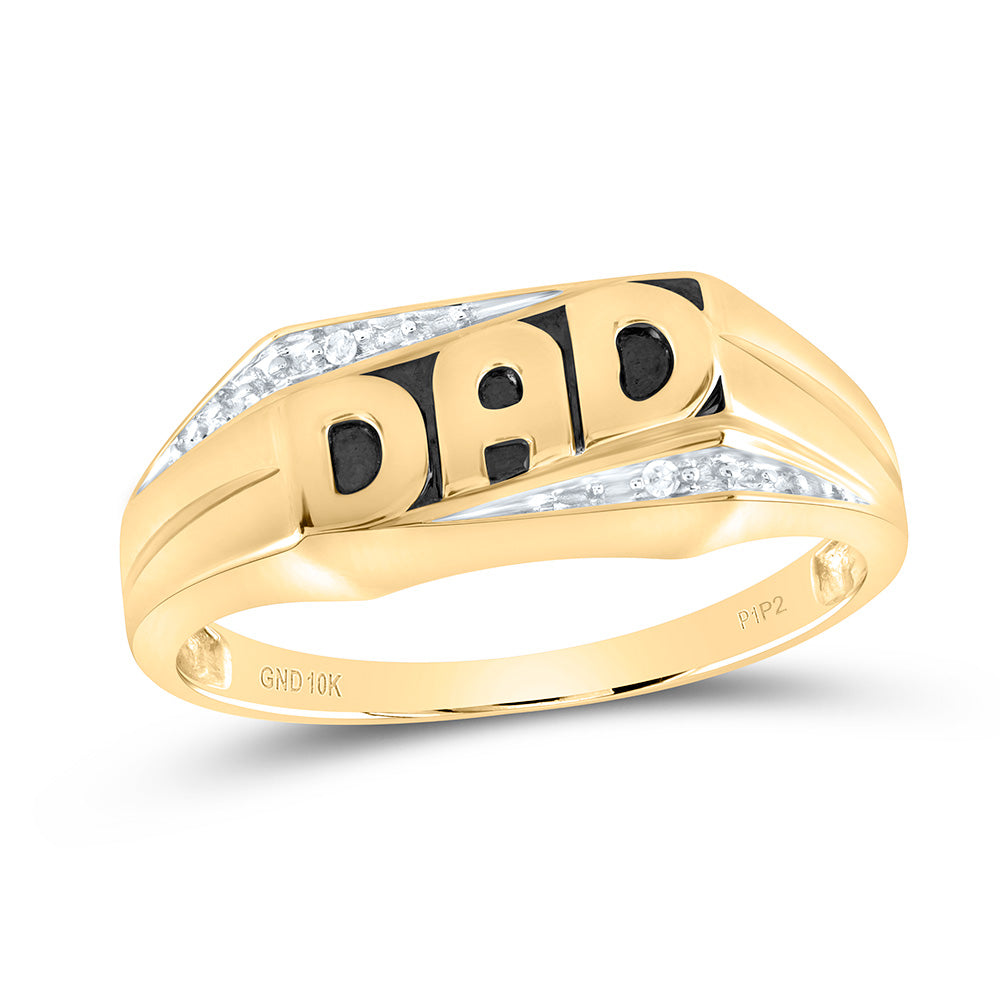 10kt Yellow Gold Mens Round Diamond Dad Father Band Ring .01 Cttw