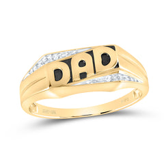 10kt Yellow Gold Mens Round Diamond Dad Father Band Ring .01 Cttw