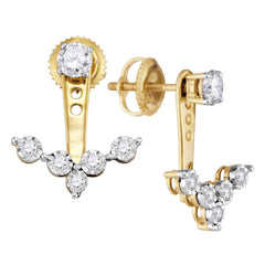 10kt Yellow Gold Womens Round Diamond Earring Jacket Studs 5/8 Cttw