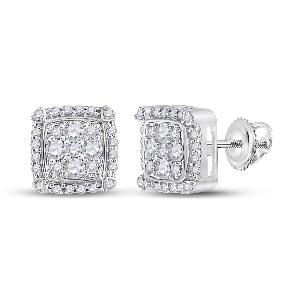 10K White Gold 1/2 CTW-Natural Diamond Fashion Earring 2.21 Gram
