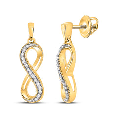 10kt Yellow Gold Womens Round Diamond Infinity Dangle Earrings 1/10 Cttw