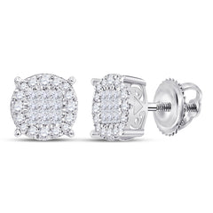 14K White Gold Womens Princess Diamond Fashion Cluster Earrings 1/4 CTW 1.64 Gram