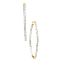 10kt Yellow Gold Womens Hoop Earrings 1/2 Cttw