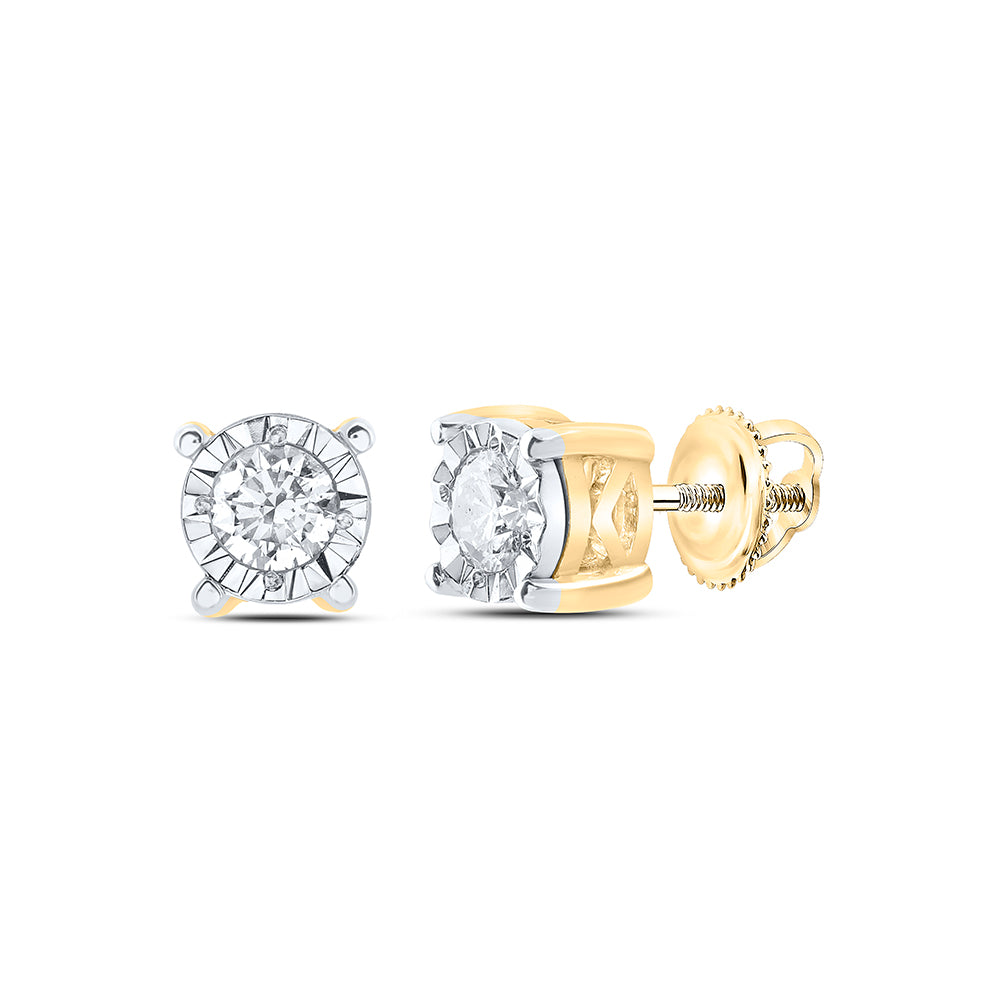 10K Yellow Gold 1/4 CTW-Natural Diamondstud Earring 1.01 Gram