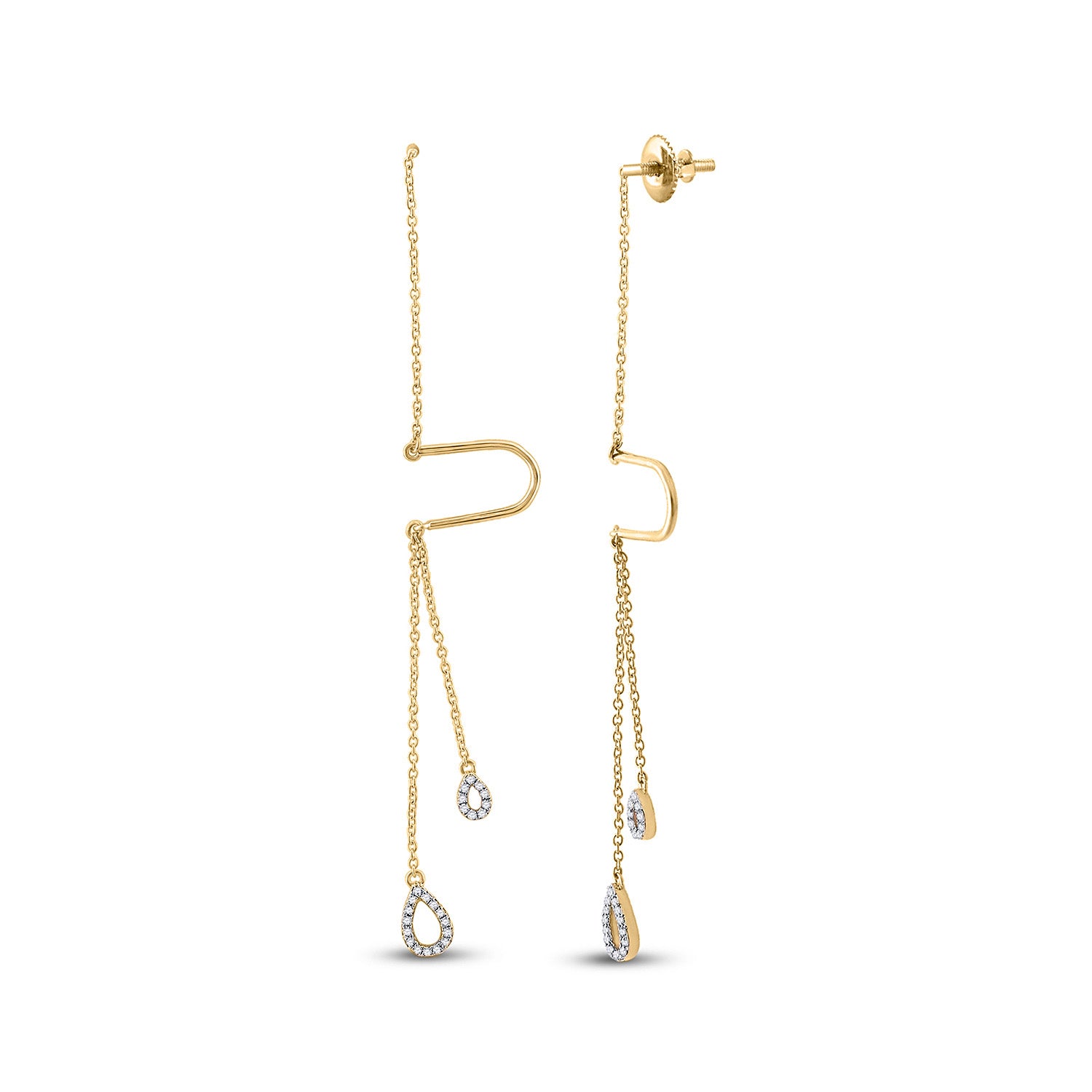 1/8CTW-DIA CN GIFT DANGLING THREADER EARRING