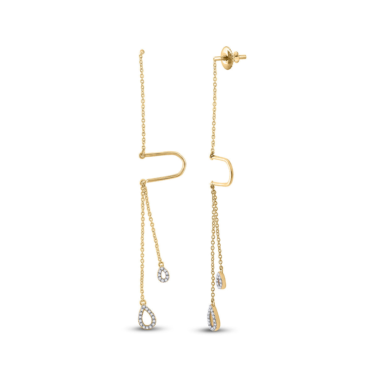 1/8CTW-DIA CN GIFT DANGLING THREADER EARRING