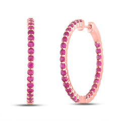 3  3/4CTW-DIA RUBY NATURAL GEM HOOPS