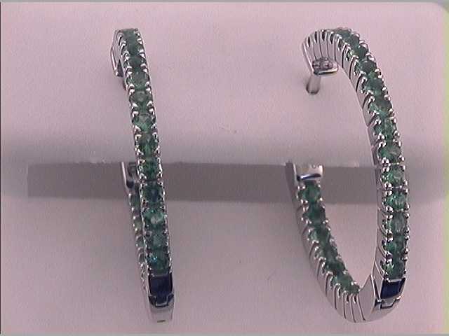 1 1/5CTW-DIA EMERALD NATURAL GEM HOOPS