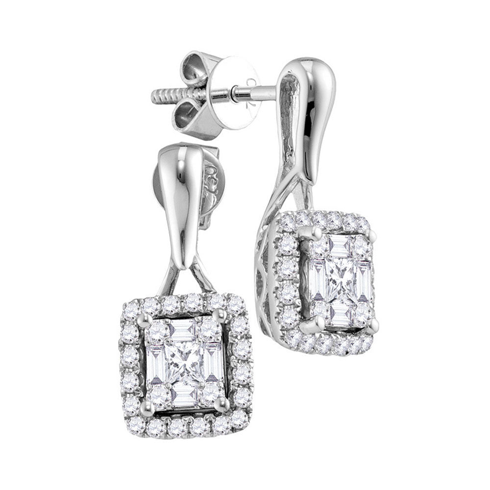 3/4CTW-DIA CLUSTER EARRING