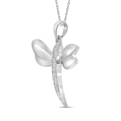 10K White Gold Diamond-Accented Dragonfly Womens Winged Bug Insect Charm Pendant .03 CTW 1.02 Gram
