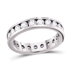 14K White Gold Womens Round Natural Diamond Bridal Wedding Anniversary Eternity Band 1-1/2 CTW 2.24 Gram