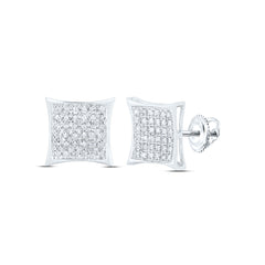 10K White Gold Womens Round Natural Diamond Square Cluster Earrings 1/6 CTW 1.06 Gram