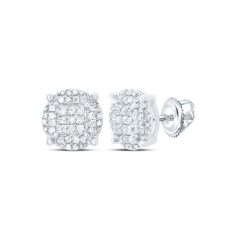 10K White Gold 1/4 CTW-Natural Diamond Fashion Earring 1.6 Gram