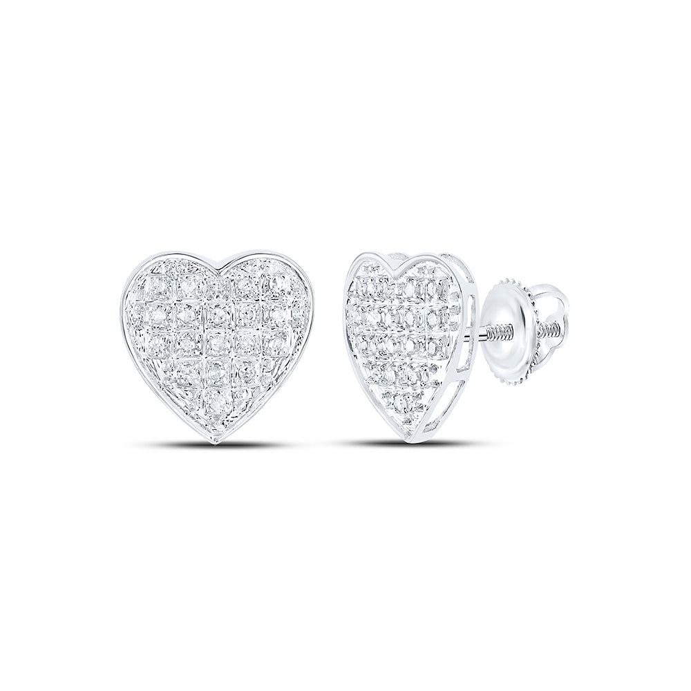 10K White Gold Womens Round Natural Diamond Cluster Earrings 1/10 CTW 1.24 Gram