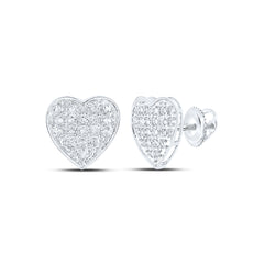10K White Gold Womens Round Natural Diamond Cluster Earrings 1/10 CTW 1.24 Gram