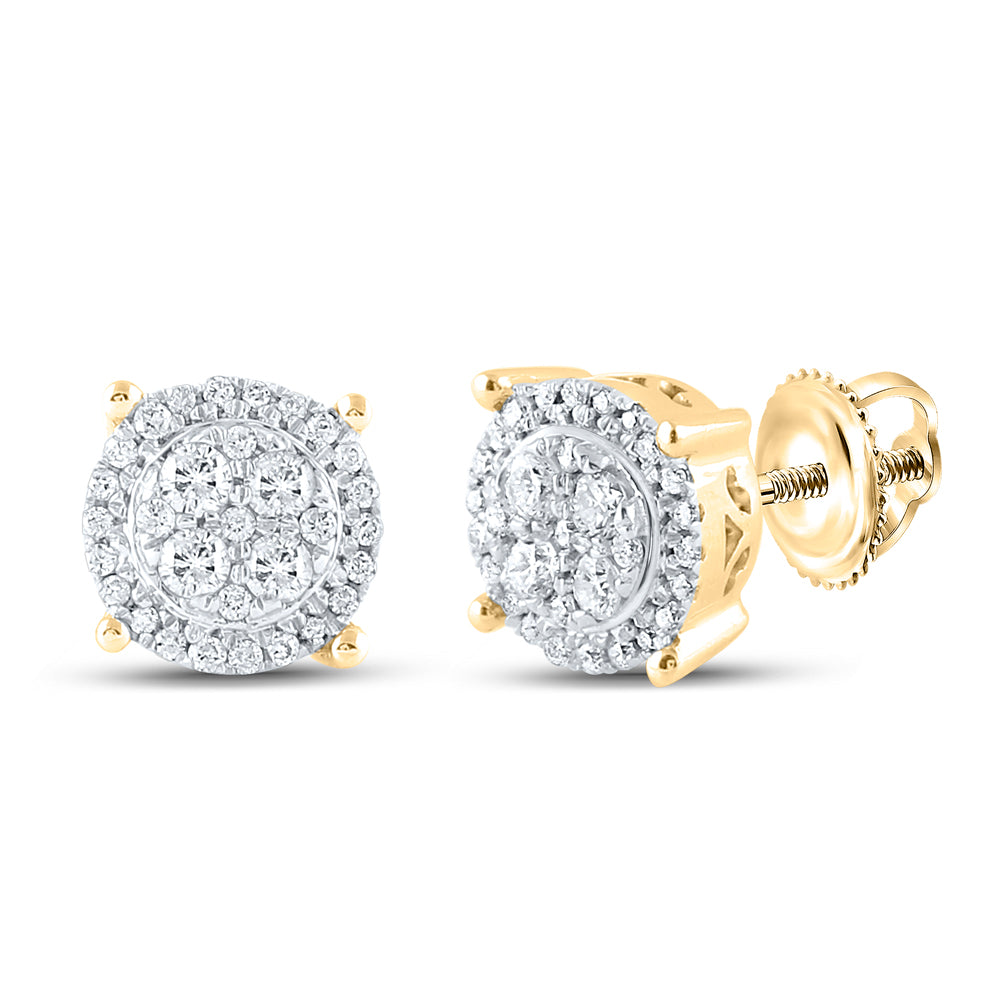 10kt Yellow Gold Womens Round Diamond Cindy's Dream Cluster Earrings 1/4 Cttw