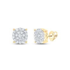10kt Yellow Gold Womens Round Diamond Cindy's Dream Cluster Earrings 1/2 Cttw