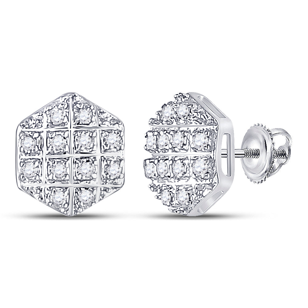 1/10 CT-DIA P3 MICRO-PAVE HEXAGON EARRING
