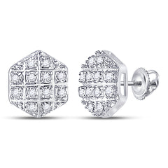 1/10 CT-DIA P3 MICRO-PAVE HEXAGON EARRING