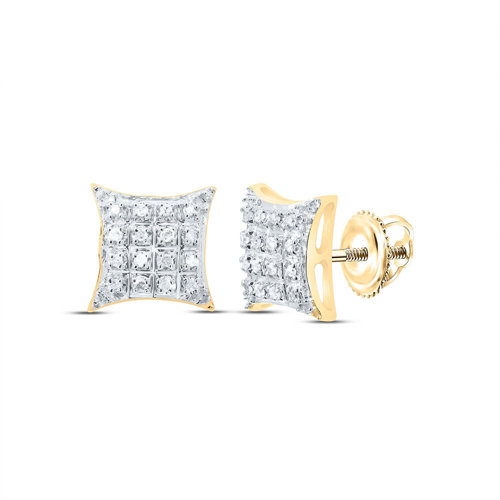 10K Yellow Gold 1/10 CTW-Natural Diamond Micro-Pave Square Earring 1.4 Gram
