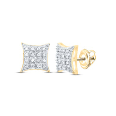 10K Yellow Gold 1/10 CTW-Natural Diamond Micro-Pave Square Earring 1.4 Gram