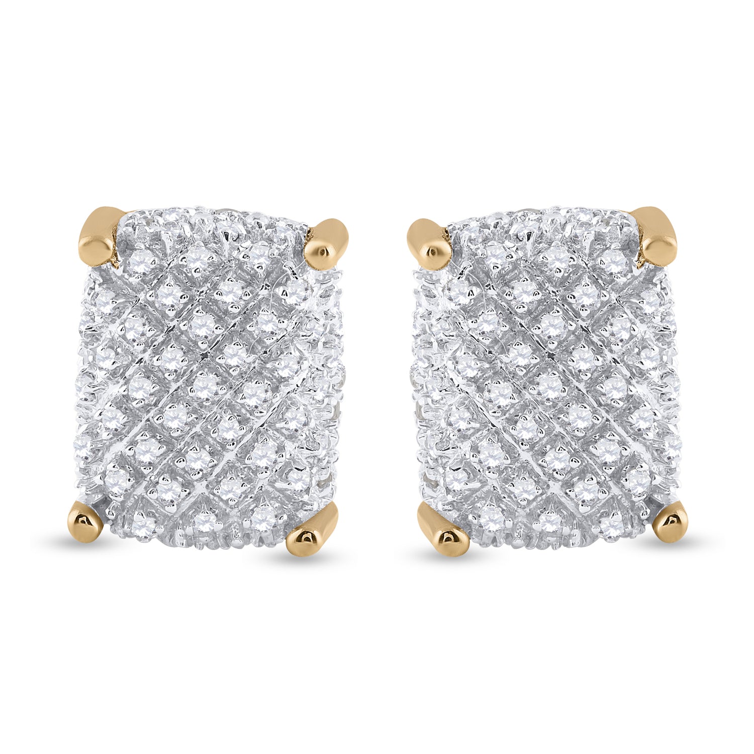 1/3CT-DIA P3 MICRO-PAVE RECTANGLE MENS EARRING