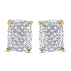 1/3CT-DIA P3 MICRO-PAVE RECTANGLE MENS EARRING
