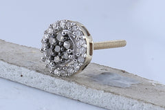 10K Yellow Gold Womens Brown Diamond Flower Cluster Screwback Stud Earrings 1/4 CTW 0.93 Gram