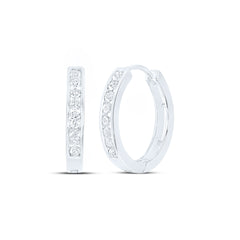 10kt White Gold Womens Round Diamond Timeless Hoop Earrings 1/2 Cttw