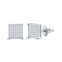 14K White Gold 1/2 Ct-Natural Diamond Invisible Earrings 1.97 Gram