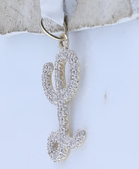 10K Yellow Gold Womens Round Natural Diamond Cursive Letter L Pendant 1/6 CTW 1.36 Gram