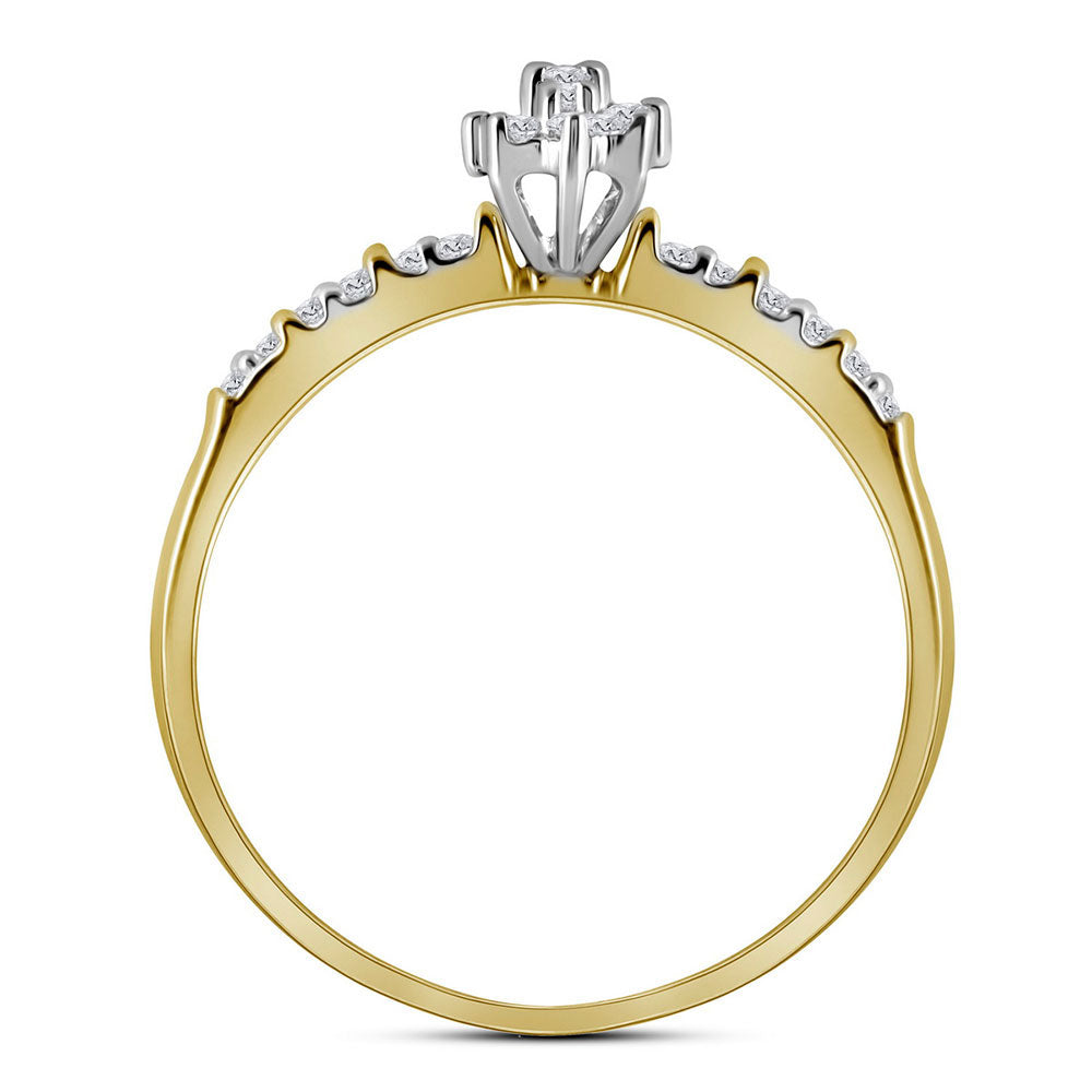10K Yellow Gold Womens Round Prong-Set Diamond Oval Cluster Ring 1/4 CTW 2.49 Gram