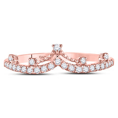 10K Rose Gold Womens Round Natural Diamond Crown Tiara Fashion Band Ring 1/5 CTW 1.21 Gram